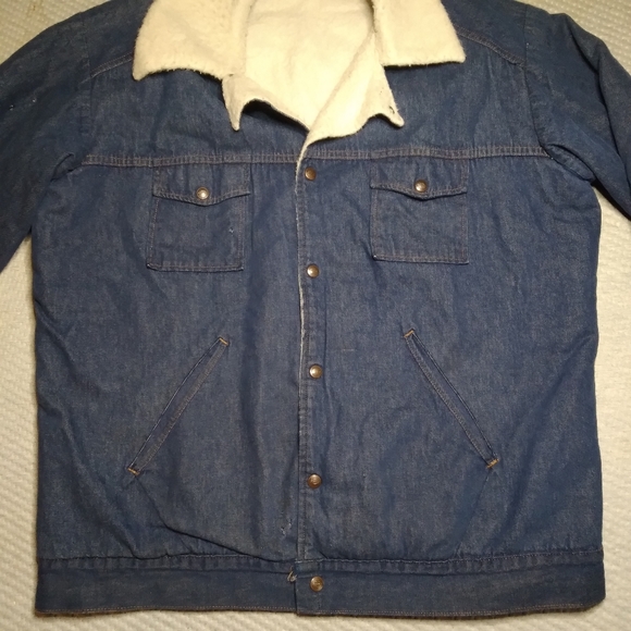 Vintage RARE* 1980s Dickies Sherpa Denim Jacket Trucker Sz XL - Picture 3 of 10